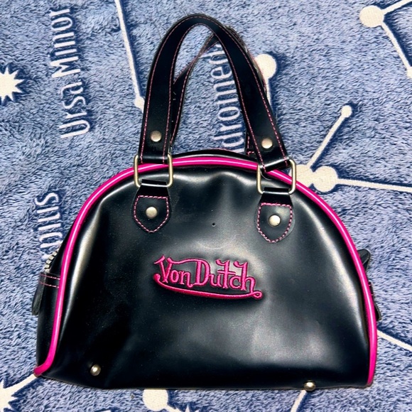 Von Dutch Handbags - RARE VON DUTCH PINK & BLACK MINI BOWLING BAG